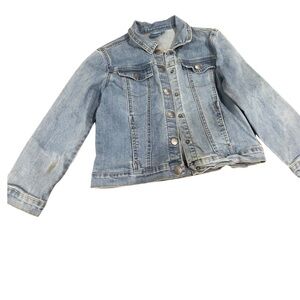 Encanto Denim jacket with design on back. Girls denim size L(10/12). Super cute